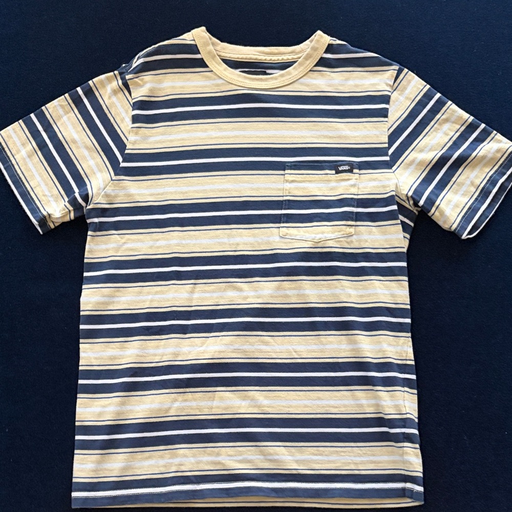 Vans Yellow & Navy Striped Pocket Tee